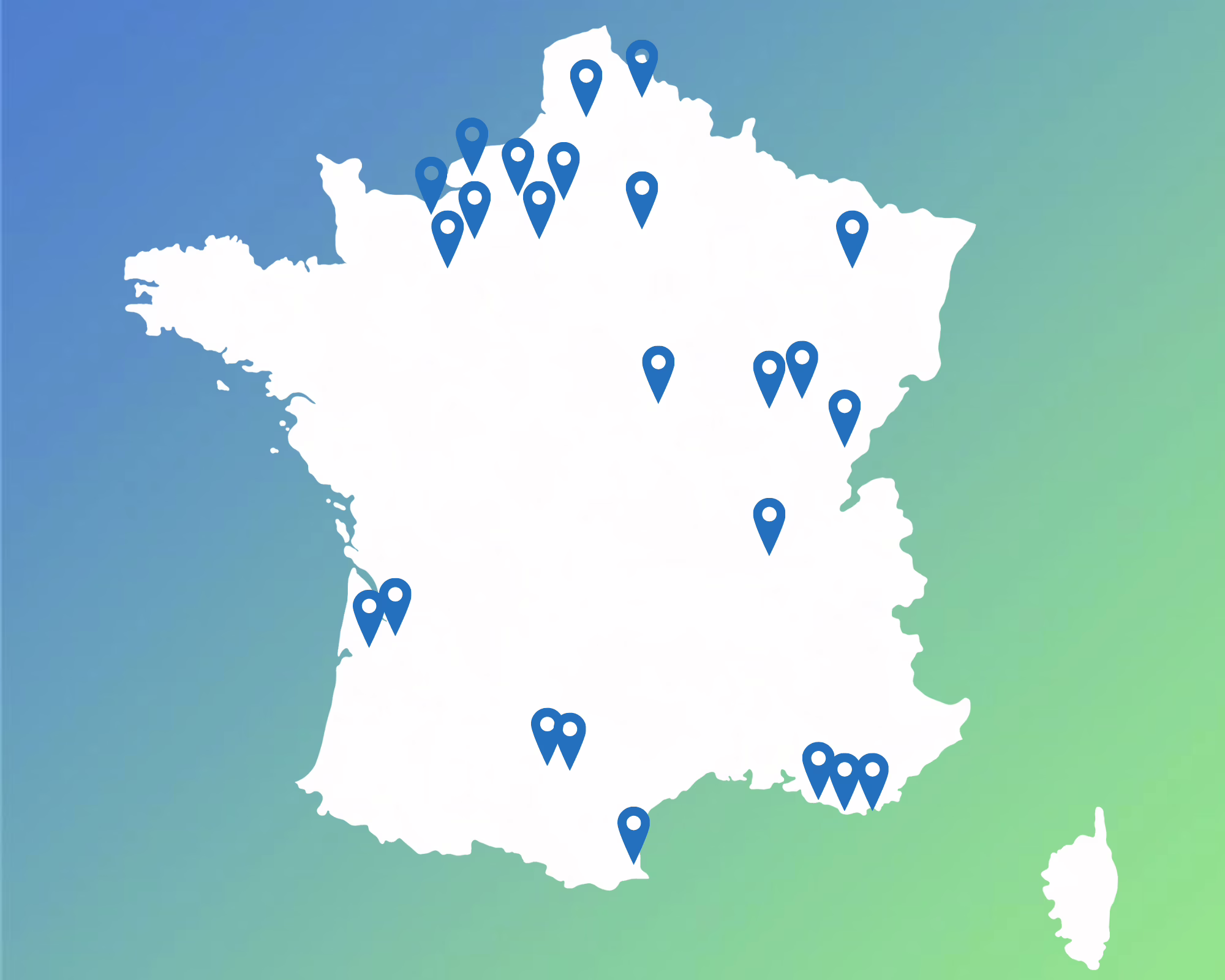 Interventions Fondation Laforêt dans la France Carte de France des actions de la Fondation Laforêt : 28 villes d’intervention (reforestation, collectes solidaires, logement solidaire)